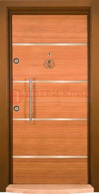 Коричневая входная дверь c МДФ панелью ЧД-11 в частный дом в Воскресенске