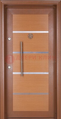 Коричневая входная дверь c МДФ панелью ЧД-33 в частный дом в Воскресенске
