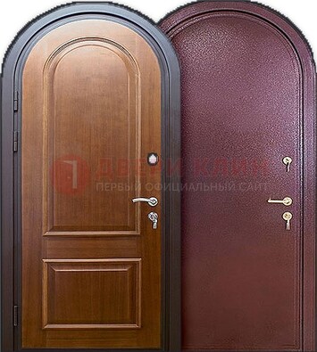 Железная арочная дверь с МДФ внутри ДА-14 в Воскресенске