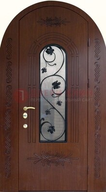 Качественная входная арочная дверь со стеклом и ковкой ДА-18 в Воскресенске