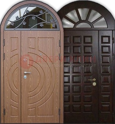 Входная арочная дверь с отделкой массив ДА-26 для загородного дома в Воскресенске