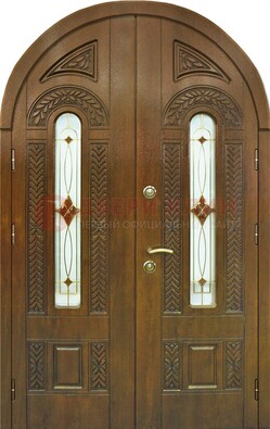 Арочная уличная дверь с виноритом и стеклом ДА-39 в Воскресенске