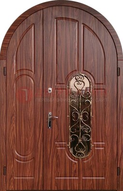 Арочная двухстворчатая стальная дверь Винорит ДА-54 в Воскресенске