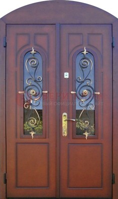 Двухстворчатая стальная дверь Винорит в форме арки ДА-55 в Воскресенске