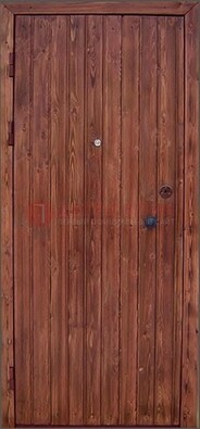Коричневая железная дверь с евровагонкой ДЕ-18 в Воскресенске