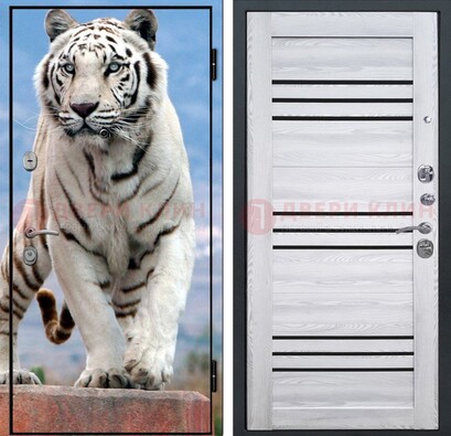 Стальная дверь с фотопечатью тигра ДФ-12 в Воскресенске