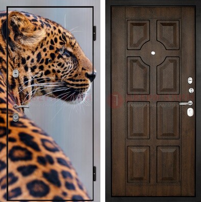 Металлическая дверь с фотопечатью леопарда ДФ-26 в Воскресенске