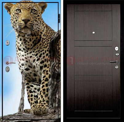 Железная дверь с рисунком гепарда снаружи ДФ-27 в Воскресенске