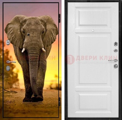 Металлическая дверь с фотопечатью слона ДФ-30 в Воскресенске