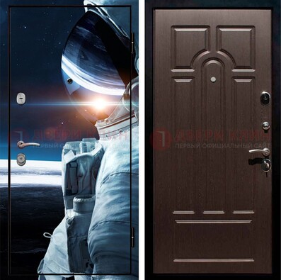Стальная дверь с фотопечатью космонавта ДФ-4 в Воскресенске