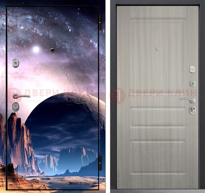 Железная дверь с фотопечатью космоса и планеты ДФ-50 в Воскресенске