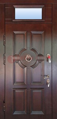 Стальная дверь с фрамугой в классическом стиле ДФГ-18 в Воскресенске