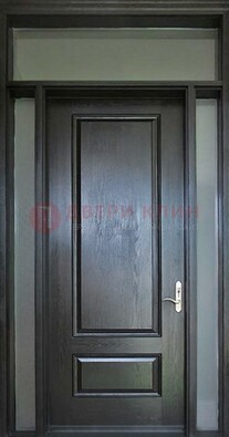 Черная металлическая дверь с фрамугами и стеклом ДФГ-24 в Воскресенске