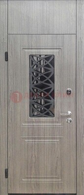 Металлическая дверь Винорит стекло и ковка с фрамугой ДФГ-33 в Воскресенске