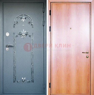 Железная дверь с ковкой ламинат внутри ДК-11 в квартиру в Воскресенске
