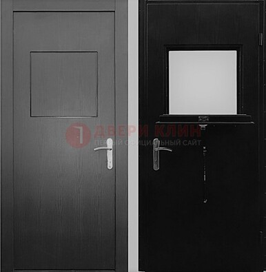 Черная стальная дверь в кассу ламинат внутри ДКС-3 в Воскресенске