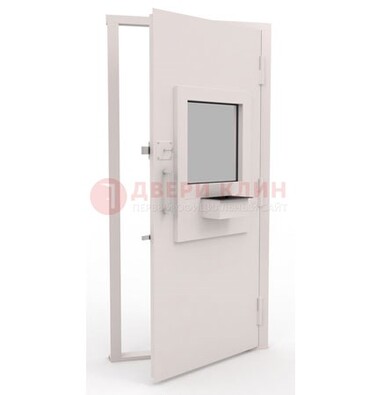 Белая металлическая дверь в кассу с нитроэмалью ДКС-4 в Воскресенске