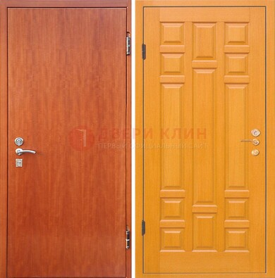 Оранжевая входная дверь с ламинатом МДФ внутри ДЛ-21 в Воскресенске