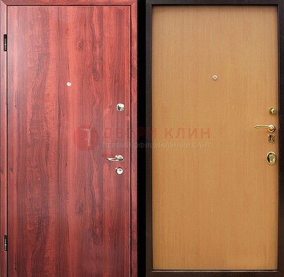 Красная железная дверь с ламинатом ДЛ-3 в Воскресенске