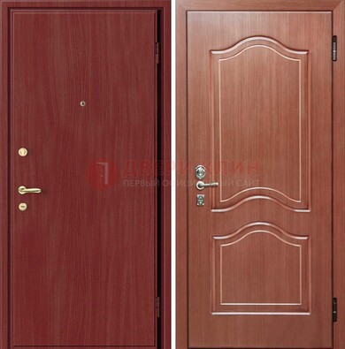Красная металлическая дверь с ламинатом МДФ внутри ДЛ-8 в Воскресенске