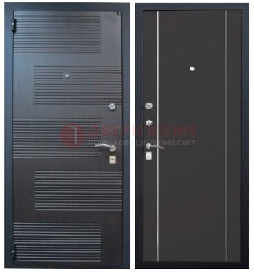 Темная металлическая дверь с МДФ ДМ-105 в деревянный дом в Воскресенске