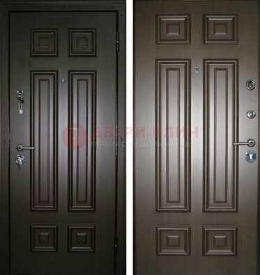 Темная металлическая дверь с МДФ ДМ-136 в квартиру в Воскресенске