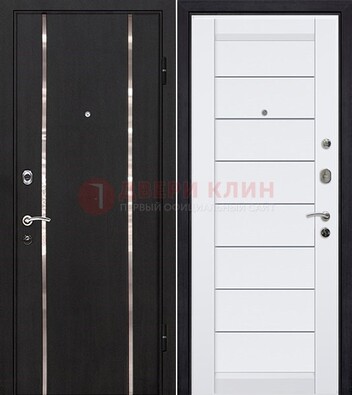 Черная входная дверь с МДФ и декоративными вставками ДМ-143 в Туле