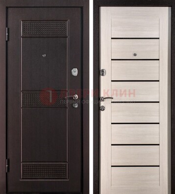 Темная стальная дверь с МДФ ДМ-147 для улицы в Воскресенске
