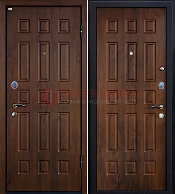 Коричневая металлическая дверь с МДФ ДМ-156 для квартиры в Воскресенске