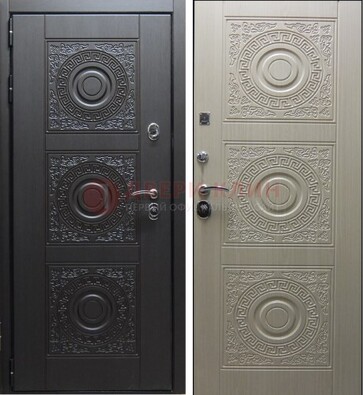 Темная стальная дверь с МДФ ДМ-161 для коттеджа в Воскресенске
