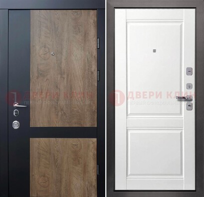 Черно-коричневая входная дверь с терморазрывом и МДФ ДМ-192 в Воскресенске