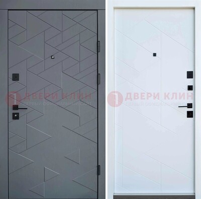Серая металлическая дверь МДФ с узором  ДМ-224 в Воскресенске