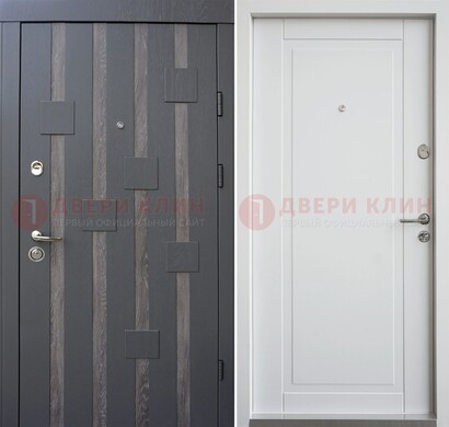 Темная металлическая дверь c белом МДФ внутри ДМ-231 в Воскресенске