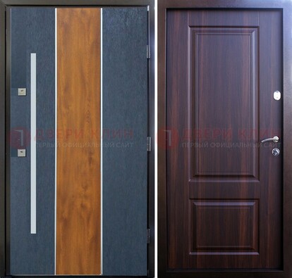 Современная входная дверь и с коричневой МДФ внутри ДМ-236 в Воскресенске