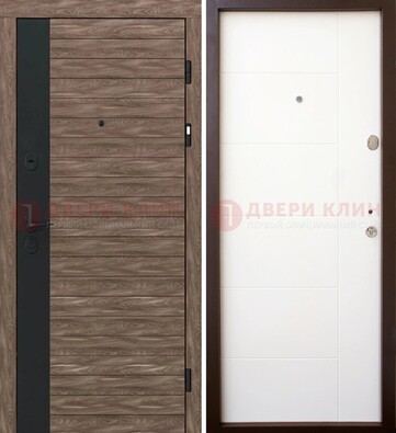 Коричневая входная дверь с черной вставкой МДФ ДМ-239 в Воскресенске