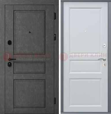 Серая металлическая филенчатая дверь МДФ ДМ-247 в Воскресенске