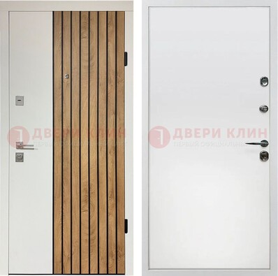 Белая с коричневой вставкой филенчатая дверь МДФ ДМ-278 в Воскресенске