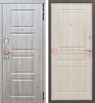 Железная серая дверь со светлой МДФ ДМ-302 в Воскресенске