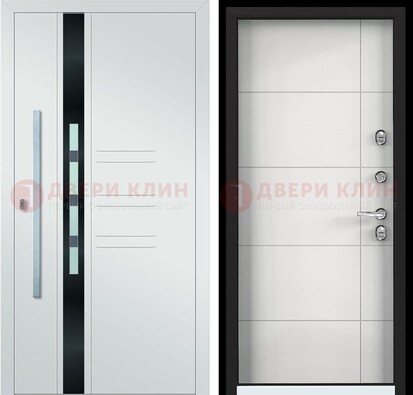 Металлическая дверь в белом цвете с МДФ ДМ-323 в Воскресенске
