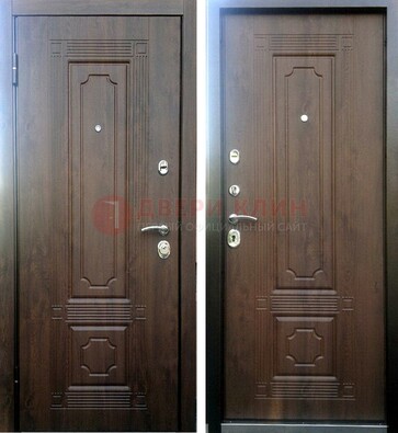 Коричневая металлическая дверь с МДФ ДМ-32 на дачу в Саранске