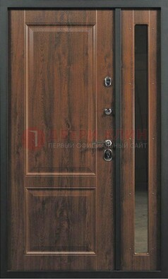 Темная железная дверь с панелью МДФ с зеркалом ДМ-338 в Воскресенске