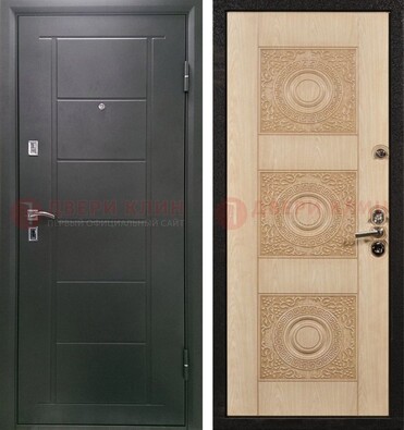 Темная железная дверь с МДФ в квартиру ДМ-344 в Воскресенске