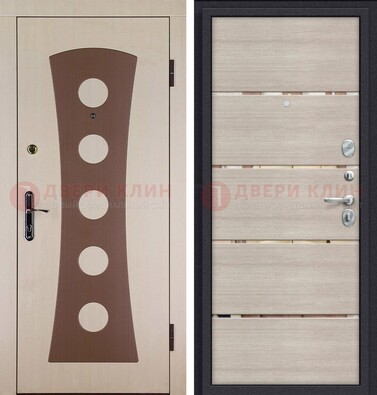 Светлая металлическая дверь с МДФ в квартиру ДМ-365 в Воскресенске