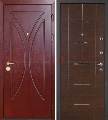 Темно-красная железная дверь с МДФ ДМ-370 в Воскресенске