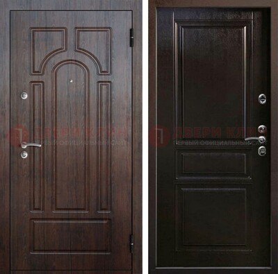 Железная дверь с коричневыми панелями МДФ ДМ-382 в Воскресенске