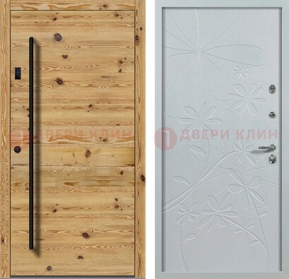 Металлическая дверь с МДФ в светлом цвете ДМ-412 в Воскресенске