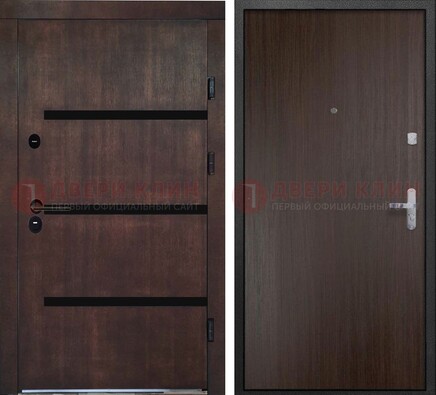 Темная стальная дверь с МДФ в стиле хайтек ДМ-414 в Воскресенске