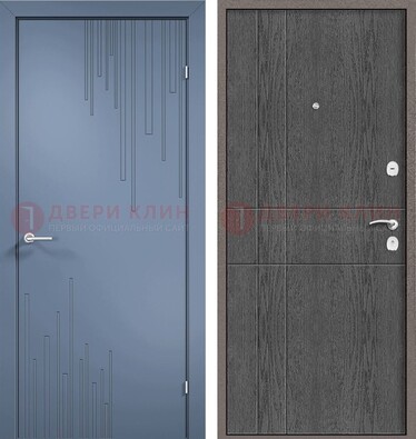 Синяя металлическая дверь МДФ в квартиру ДМ-434 в Воскресенске