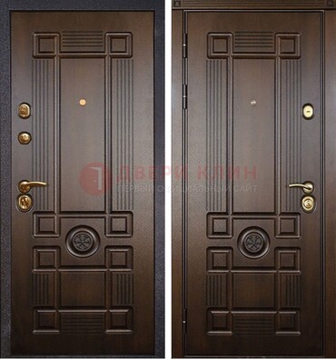 Квартирная коричневая железная дверь с МДФ ДМ-45 в Воскресенске