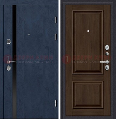 Синяя входная дверь МДФ с обеих сторон ДМ-473 в Воскресенске